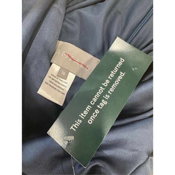 Amsale Midnight Blue One-Shoulder Midi Dress - Picture 10 of 12